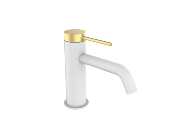 Grifo lavabo TIME male blanco-oro cepillado de GRB mixers
