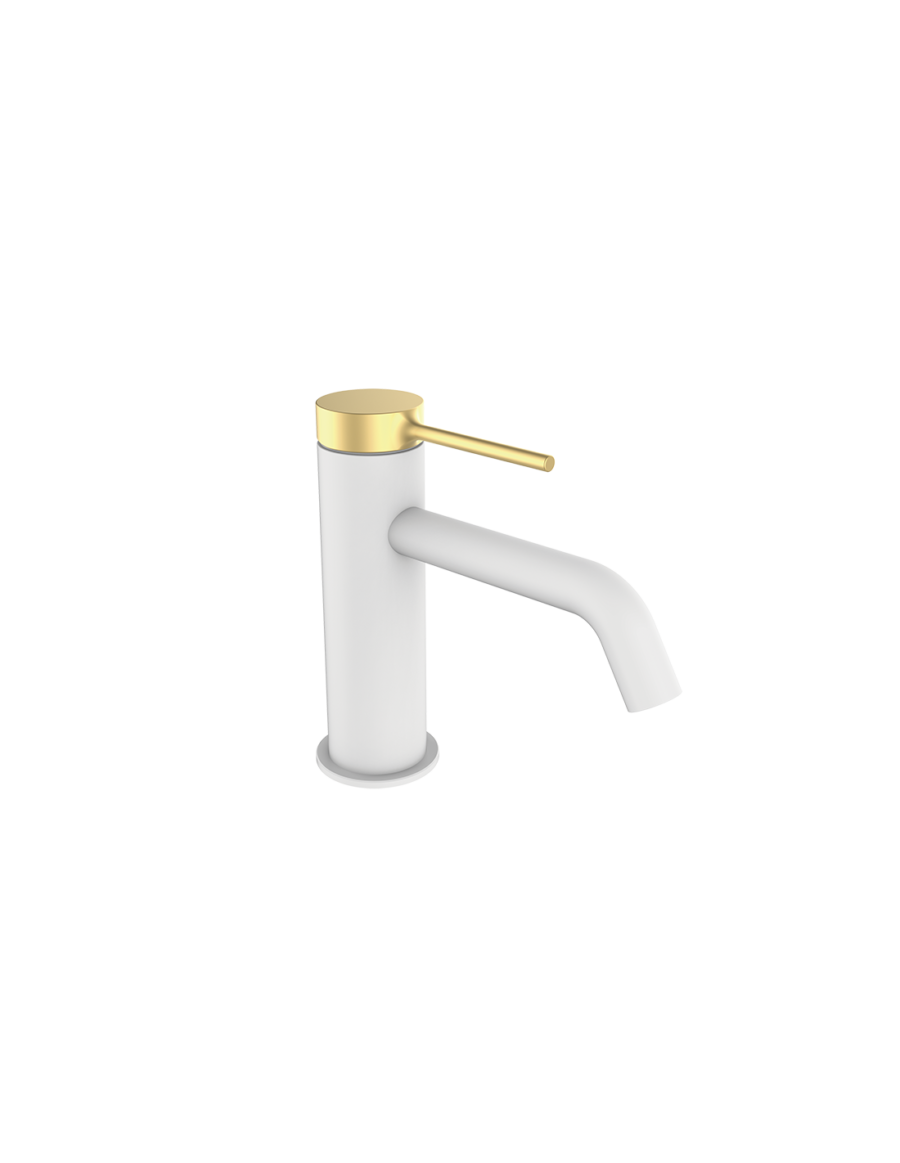 Grifo lavabo TIME male blanco-oro cepillado de GRB mixers