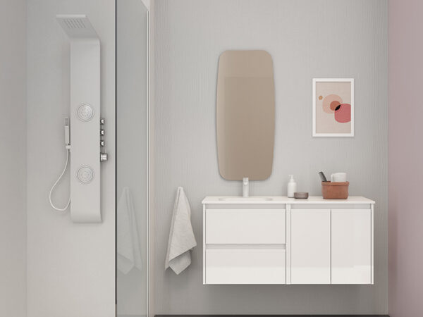 Conjunto mueble de baño lavabo desplazado 2 cajones y 2 puertas SANSA Royo