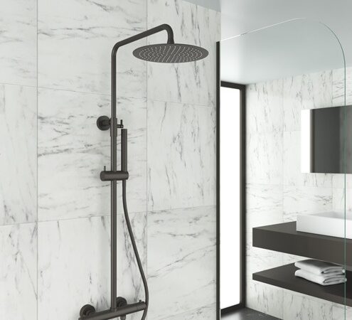 Conjunto ducha termostática ROUND ÉLITE titanio de Gme