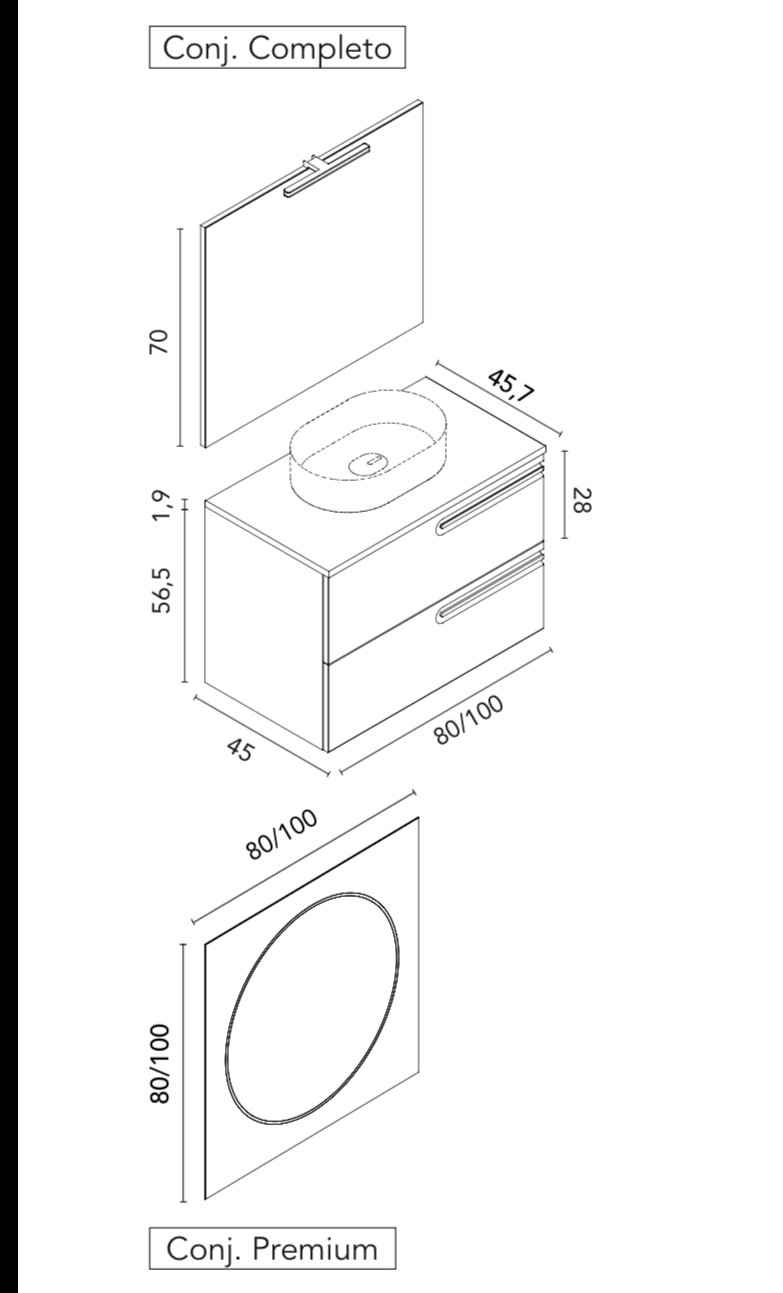 Conjunto mueble para lavabo sobre encimera ECONIC de Royo - Imagen 17
