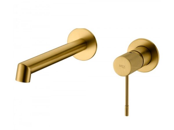 Grifo lavabo empotrado oro cepillado LINE de Imex
