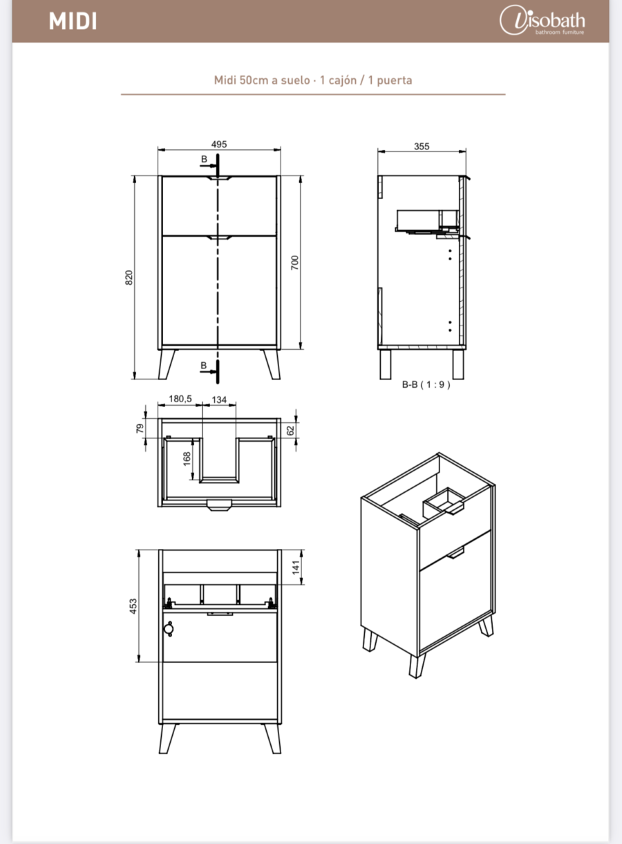 Conjunto mueble con tapa 1 cajón y 1 puerta MIDI de Visobath - Imagen 4