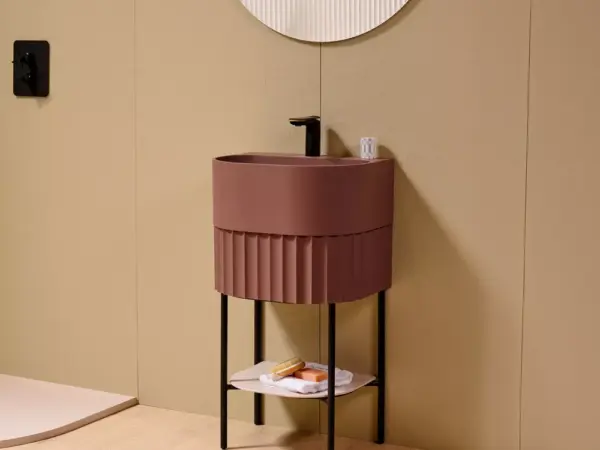 Conjunto mueble y lavabo semi tótem DELIA ZERO de Acquabella