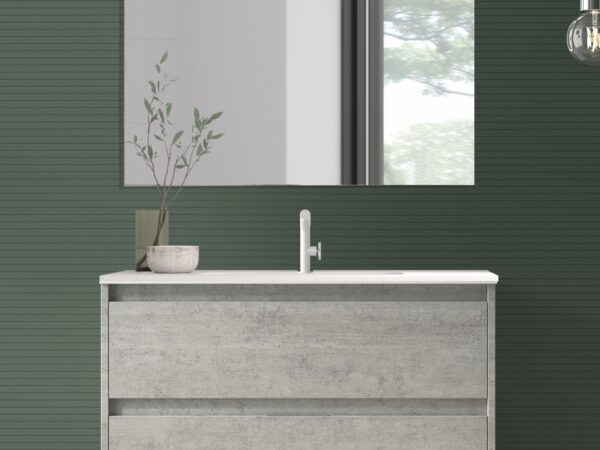 Conjunto mueble ETNA ICEMENT y lavabo cerámico ST de Duplach
