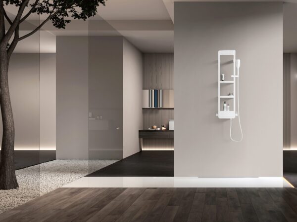 Columna ducha monomando SHELF blanco de Quadra