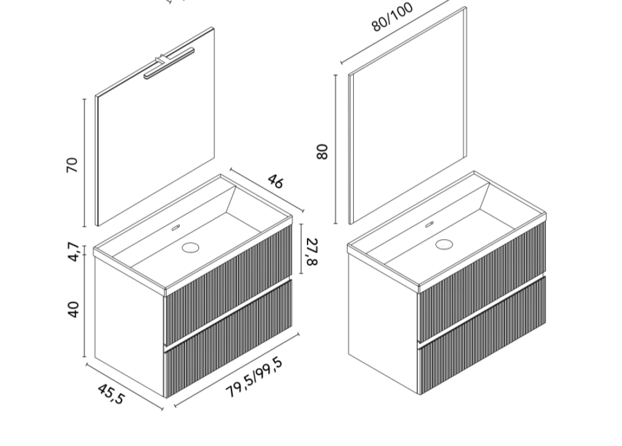 Conjunto mueble de baño VORA 2 cajones y lavabo CAIRO de Royo - Imagen 10