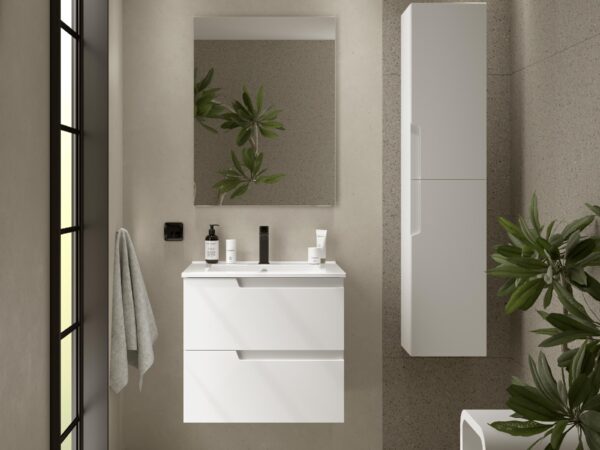 Conjunto mueble de baño de 2 cajones 60 cm VIMA blanco + lavabo Iberia