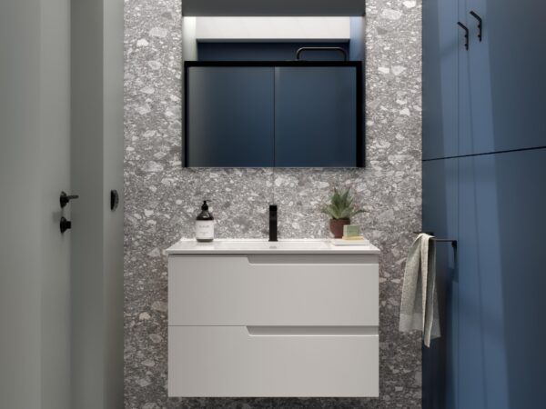 Conjunto mueble de baño de 2 cajones 80 cm VIMA blanco + lavabo Iberia