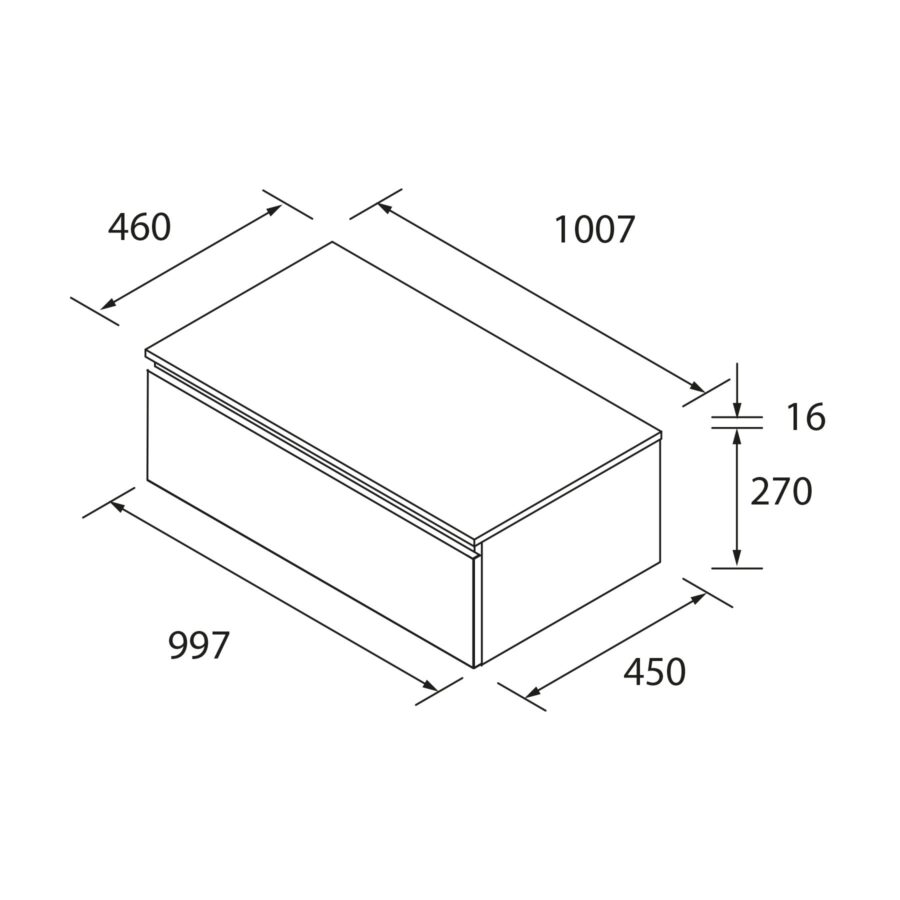 Conjunto DOMUS 1000 coqueta de 1 cajón y encimera ROBLE ÁFRICA - Imagen 4