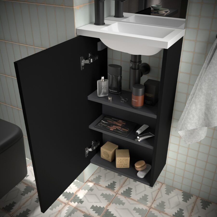 Conjunto de mueble completo MARVILLE BLACK SATIN +Lavabo + Espejo de Salgar - Imagen 2