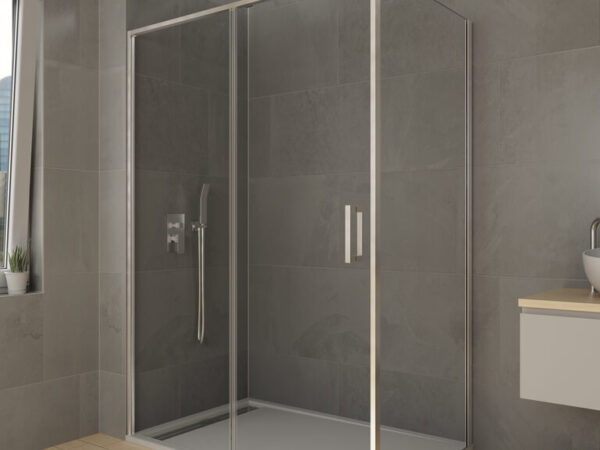 Mampara ducha TWENTY frontal+lateral fijo Cromo de Gme