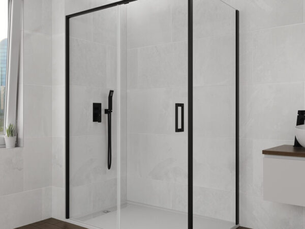 Mampara ducha TWENTY frontal+lateral fijo Black de Gme