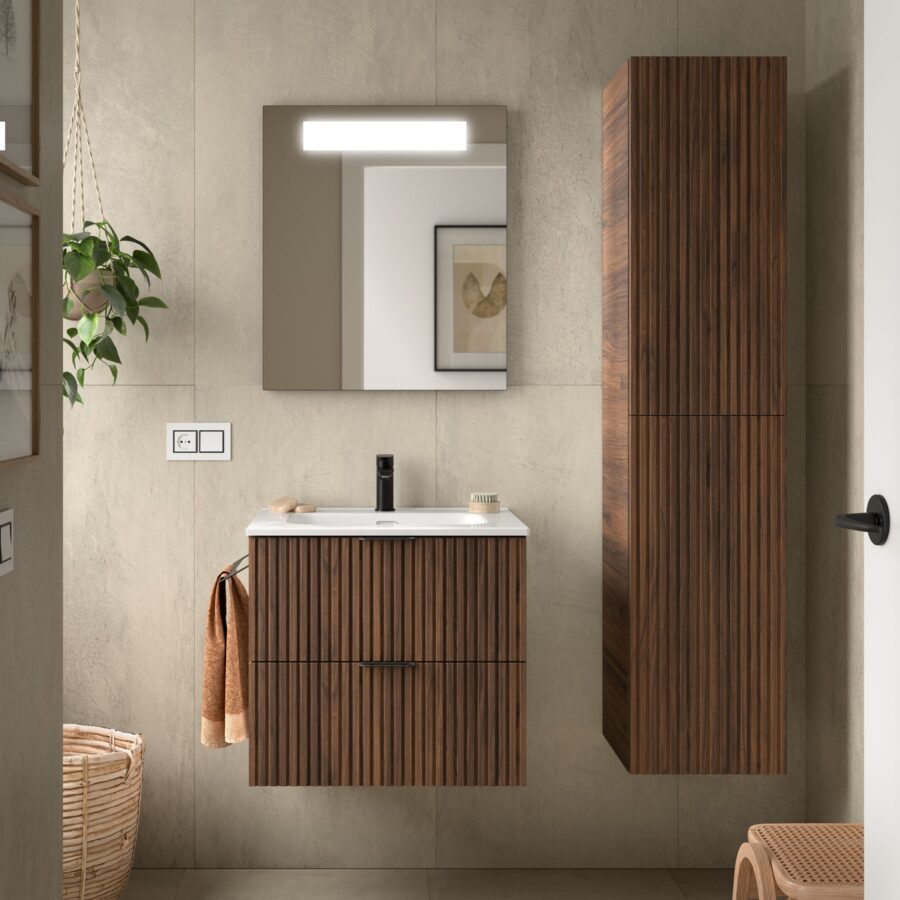 Conjunto mueble 60 cm 2 cajones y lavabo de porcelana BIBA Salgar