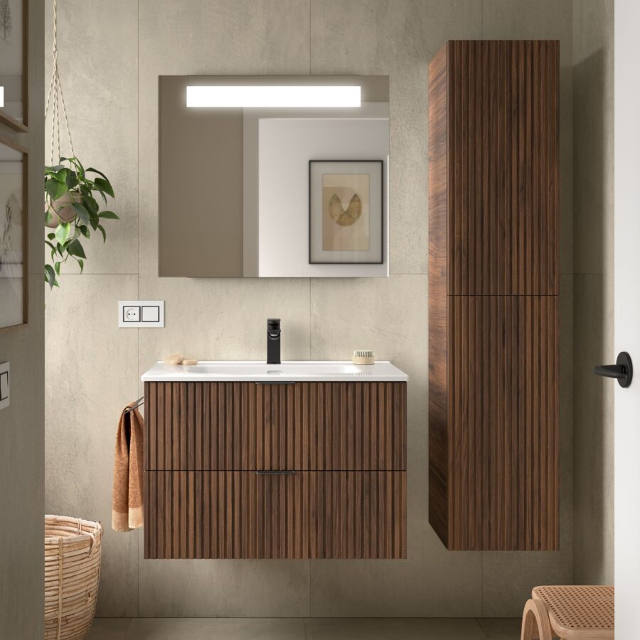 Conjunto mueble 80 cm 2 cajones y lavabo de porcelana BIBA Salgar - Imagen 2