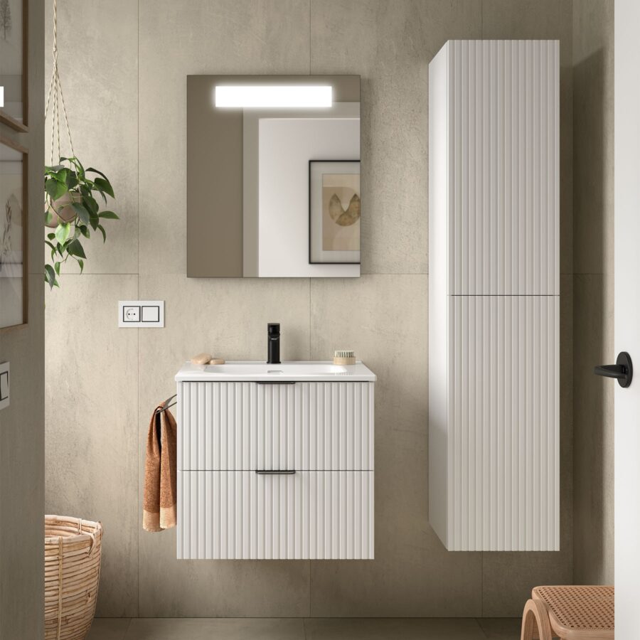 Conjunto mueble 60 cm 2 cajones y lavabo de porcelana BIBA Salgar - Imagen 2
