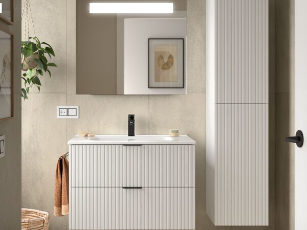Conjunto mueble 80 cm 2 cajones y lavabo de porcelana BIBA Salgar