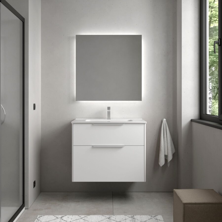 Conjunto LUVA de 2 cajones 80 cm White satin + lavabo Ibon de Salgar