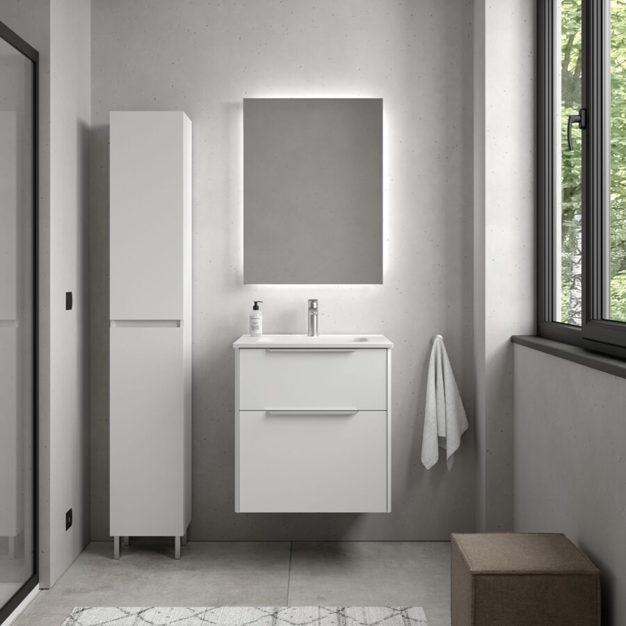 Conjunto LUVA de 2 cajones 60 cm White satin+lavabo Ibon de Salgar