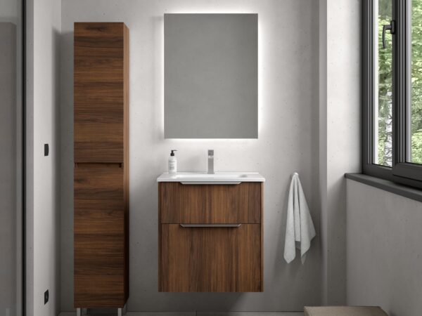 Conjunto LUVA de 2 cajones 60 cm Nogal maya+lavabo Ibon de Salgar