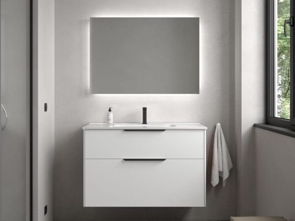 Conjunto LUVA de 2 cajones 100 cm White satin + lavabo Ibon de Salgar