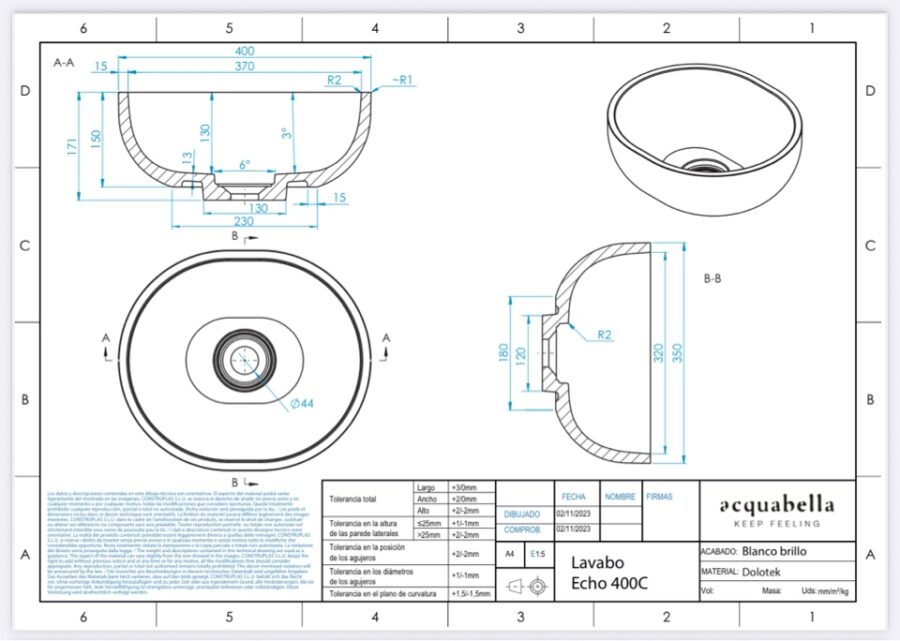 Lavabo ECHO 40 de Acquabella - Imagen 4