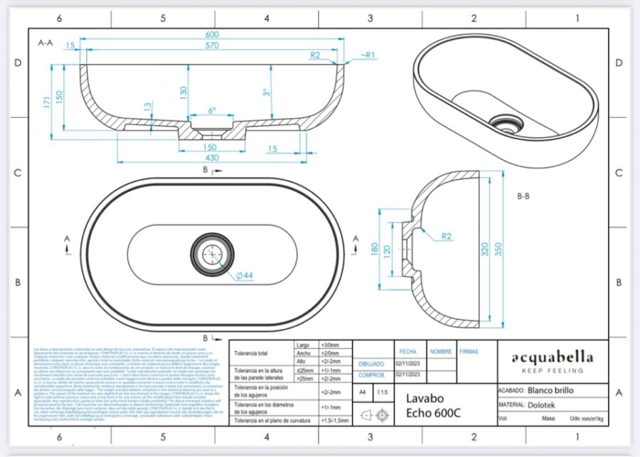 Lavabo ECHO 60 de Acquabella - Imagen 4