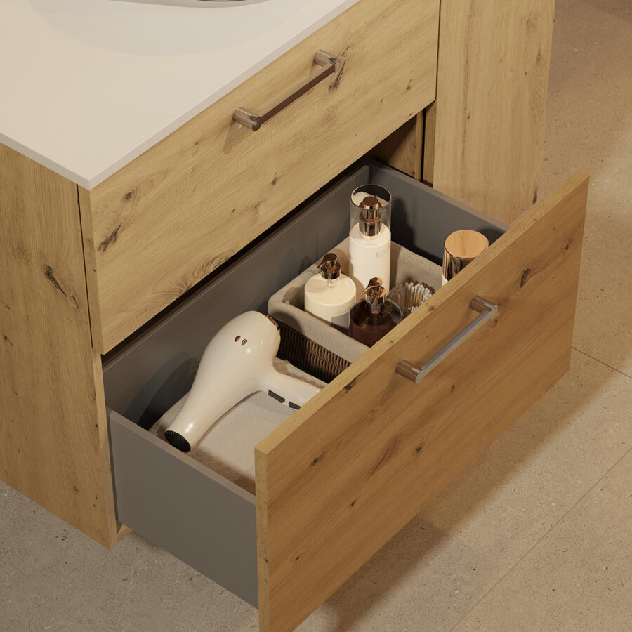 Conjunto mueble VERSO 2 cajones 1 puerta y lavabo Flat de Visobath - Imagen 9