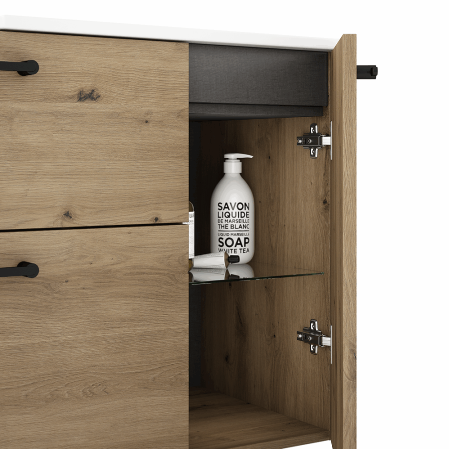 Conjunto mueble con patas VERSO 2 cajones 2 puertas y lavabo Flat de Visobath - Imagen 8