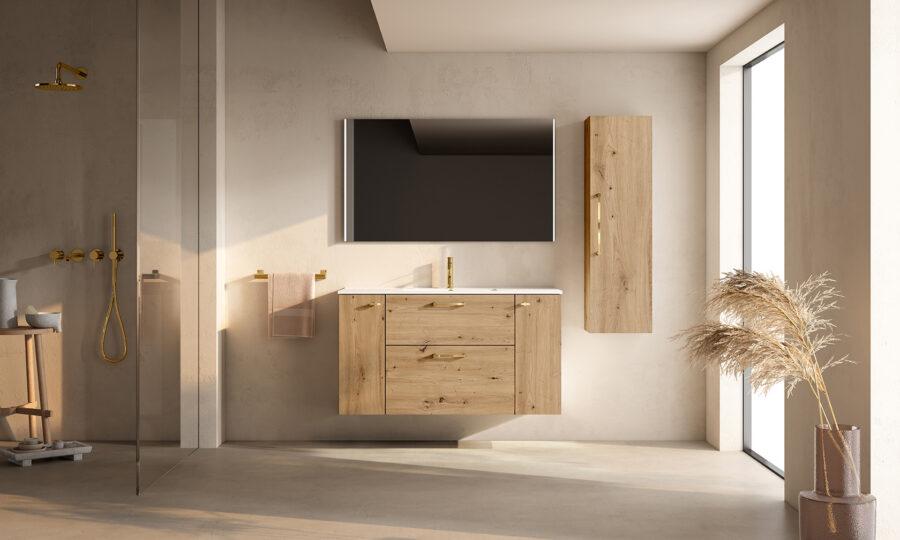 Conjunto mueble VERSO 2 cajones 2 puertas y lavabo Flat de Visobath - Imagen 11