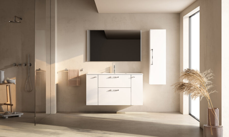 Conjunto mueble VERSO 2 cajones 2 puertas y lavabo Flat de Visobath - Imagen 2