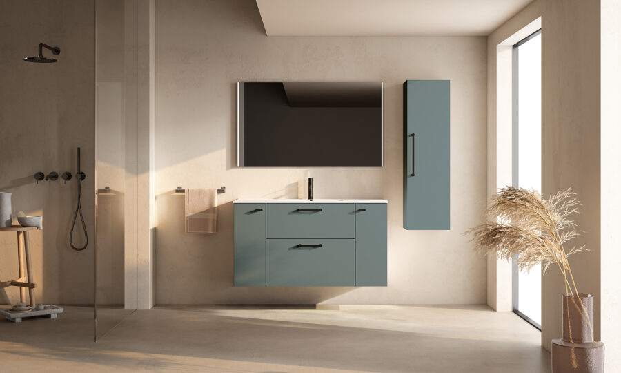 Conjunto mueble VERSO 2 cajones 2 puertas y lavabo Flat de Visobath - Imagen 3