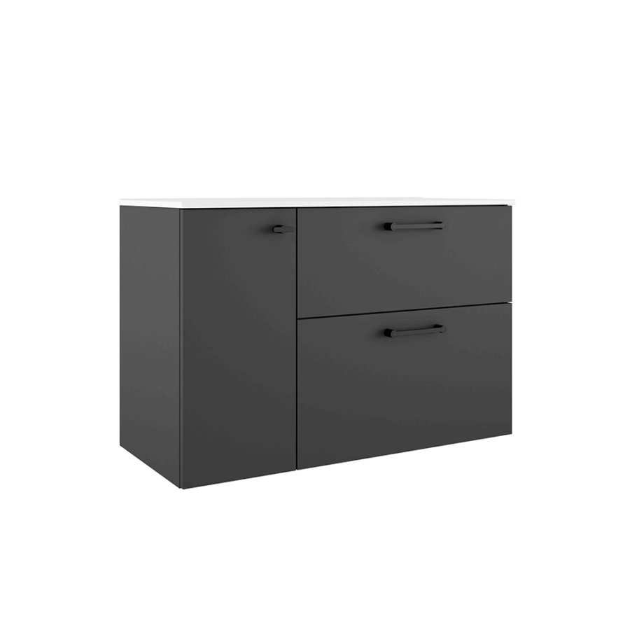 Conjunto mueble VERSO 2 cajones 1 puerta y lavabo Flat de Visobath - Imagen 11