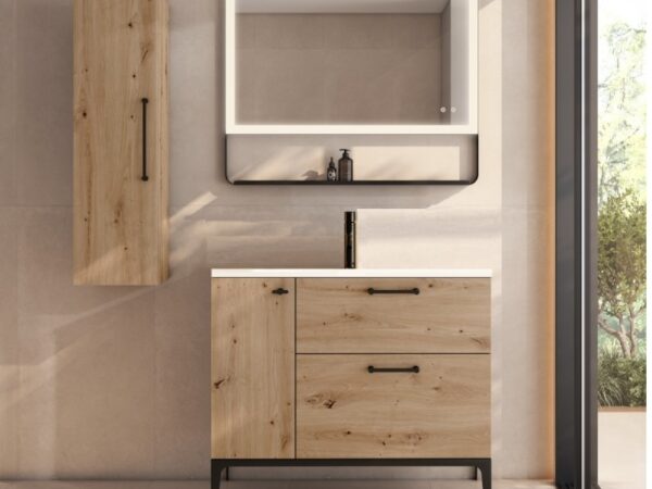 Conjunto mueble con patas VERSO 2 cajones 1 puerta y lavabo Flat de Visobath