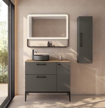 Conjunto mueble VERSO con patas 2 cajones 1 puerta y tapa Idole de Visobath