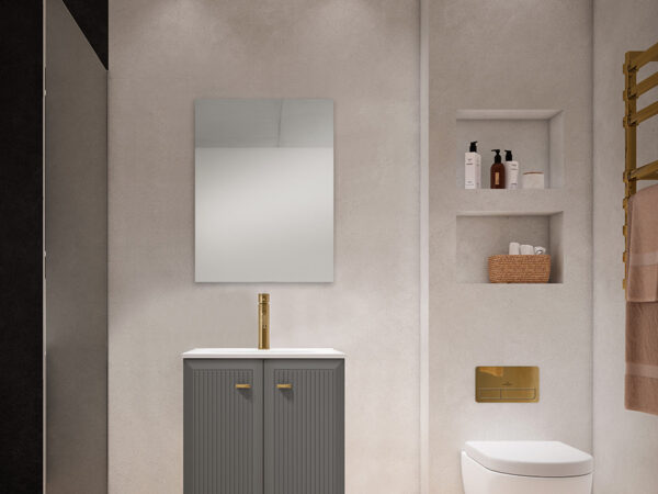 Conjunto mueble DELTA 2 puertas rayas y lavabo Flat de Visobath
