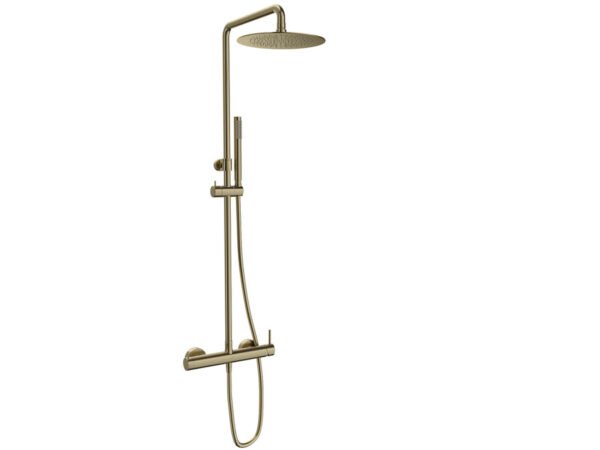 Columna de ducha monomando LOOP oro cepillado de Sanycces