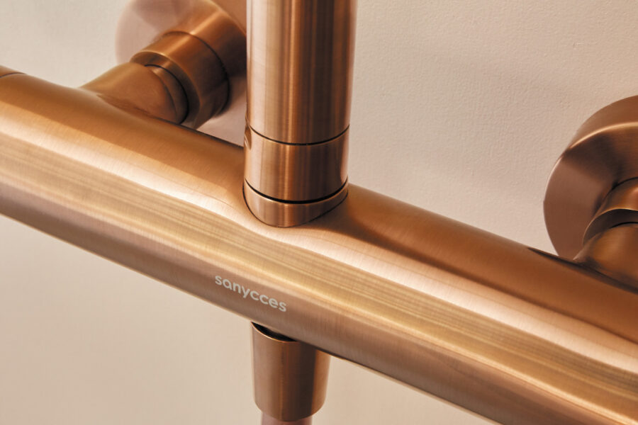 Columna de ducha termostática LOOP oro rosa cepillado de Sanycces - Imagen 4