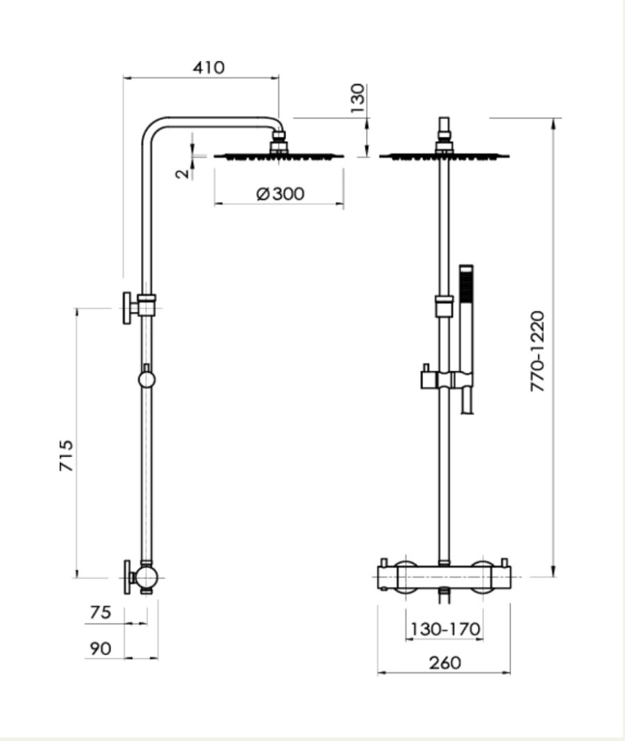 Columna de ducha termostática LOOP cromo de Sanycces - Imagen 2