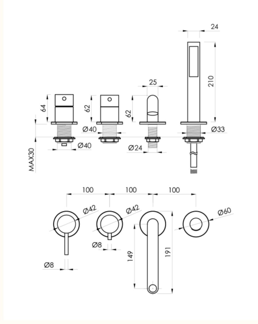 Grifo borde bañera LOOP cromo de Sanycces - Imagen 2