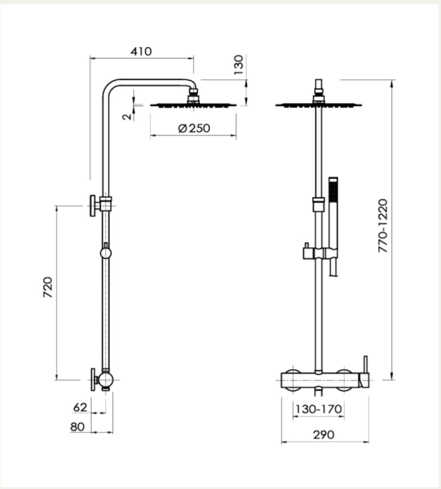 Columna de ducha monomando LOOP negro mate de Sanycces - Imagen 2