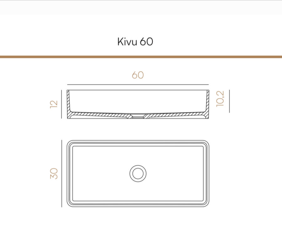 Lavabo Solid Surface KIVU 60 de Acquabella - Imagen 4