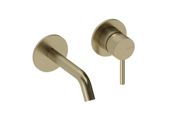 Grifo lavabo mural LOOP oro cepillado de Sanycces