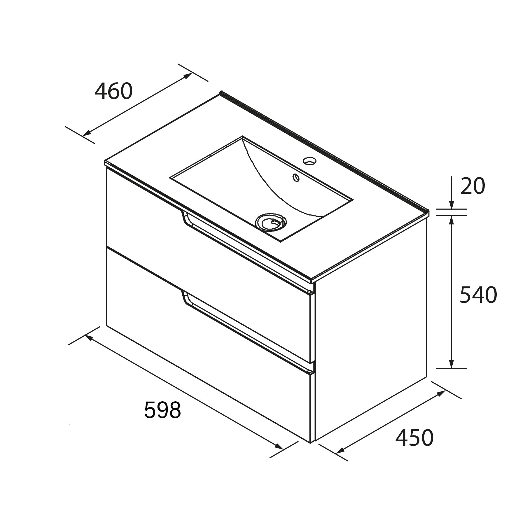 Conjunto mueble de baño de 2 cajones 60 cm VIMA natural + lavabo Iberia - Imagen 4