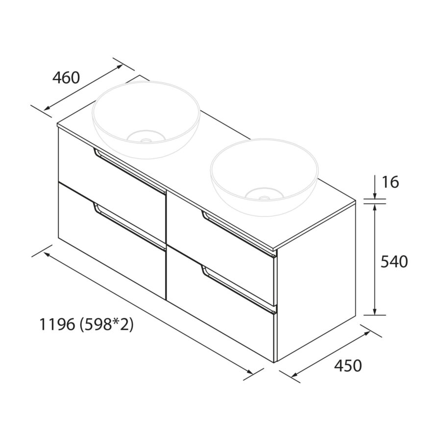 Conjunto mueble de baño de 4 cajones 120 cm Natural + encimera de Salgar - Imagen 2