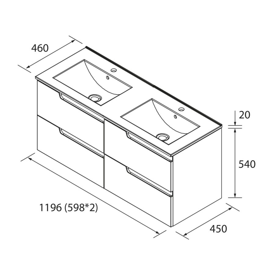 Conjunto mueble de baño de 4 cajones 120 cm VIMA natural + lavabo Iberia - Imagen 4