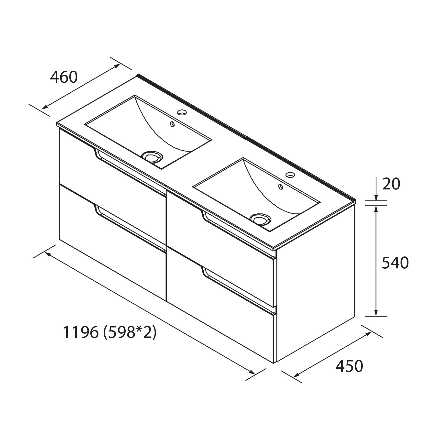 Conjunto mueble de baño de 4 cajones 120 cm VIMA natural + lavabo Iberia - Imagen 4