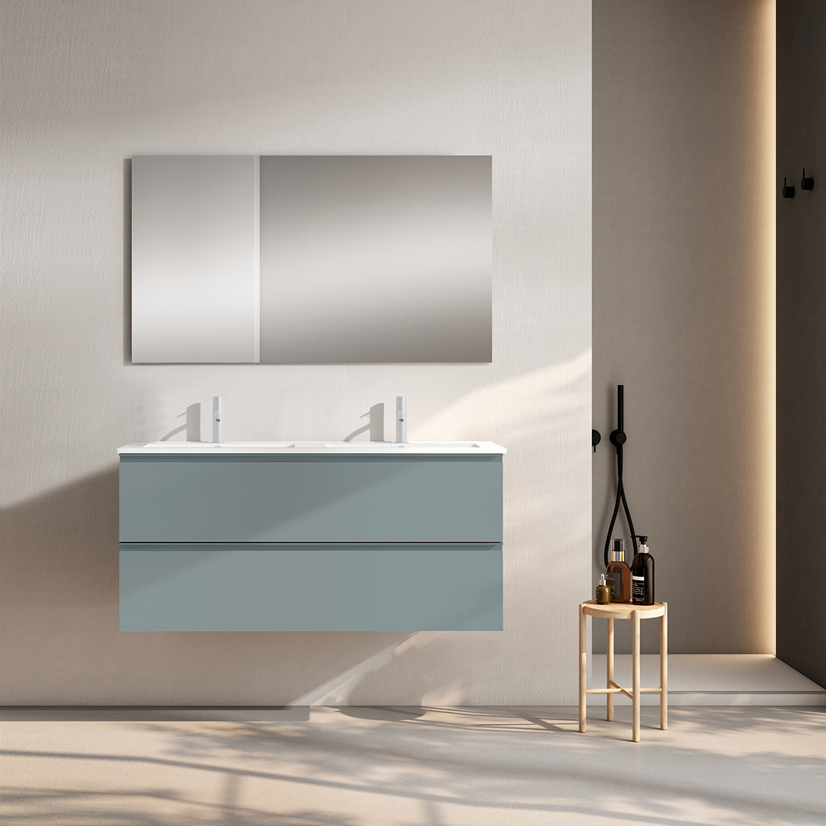 Conjunto mueble 2 cajones 120 cm GRANADA MONOCOLOR de Visobath - Imagen 4