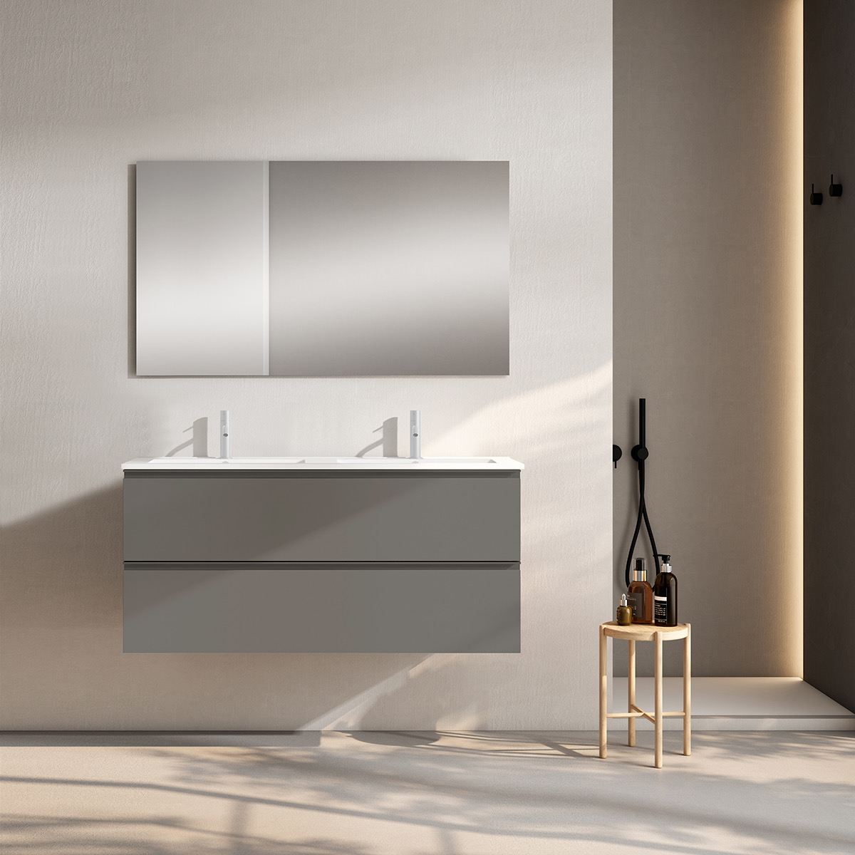 Conjunto mueble 2 cajones 120 cm GRANADA MONOCOLOR de Visobath - Imagen 3