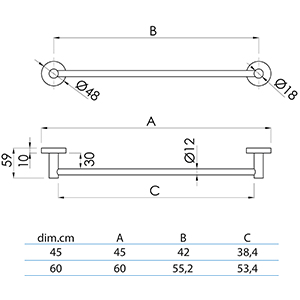 Toallero de barra a pared 45-60 cm LOOP negro mate de Sanycces - Imagen 3